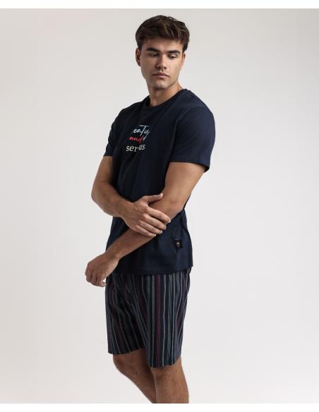 STAY AT HOME Pijama Manga Corta Creative And Not Serious para Hombre