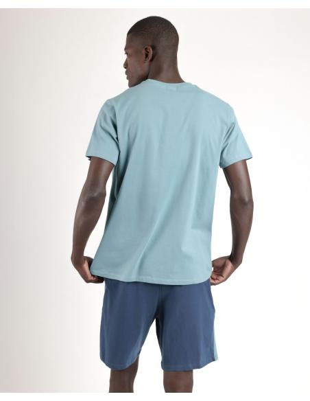 NEW PLAN Pijama Manga Corta Planet Blue para Hombre