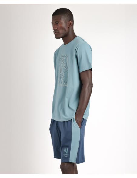 NEW PLAN Pijama Manga Corta Planet Blue para Hombre