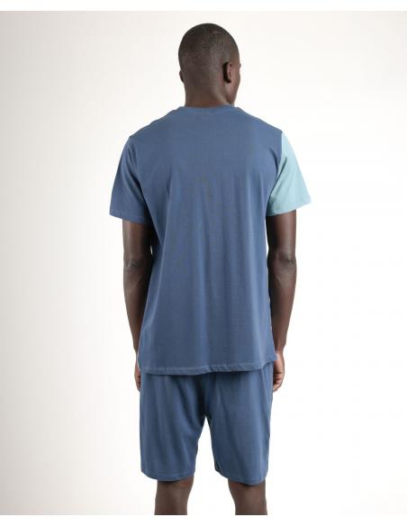 NEW PLAN Pijama Manga Corta Planet Blue para Hombre