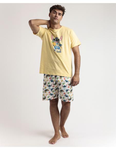 DISNEY Pijama Manga Corta Tropical Stitch para Hombre