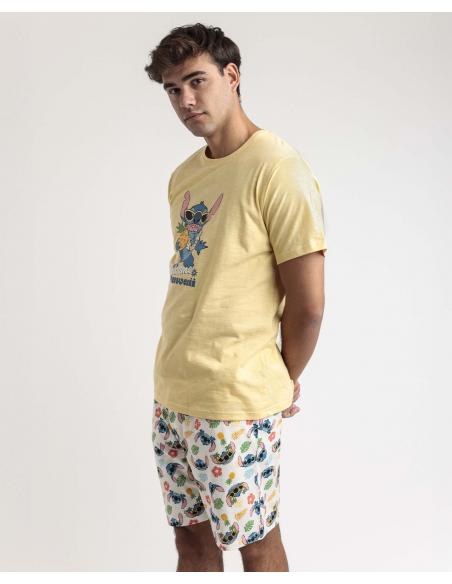 DISNEY Pijama Manga Corta Tropical Stitch para Hombre