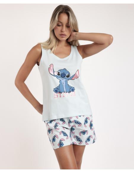 DISNEY Pijama Sin Mangas Stitches para Mujer