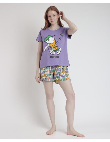 PEANUTS Pijama Manga Corta Good Grief para Mujer