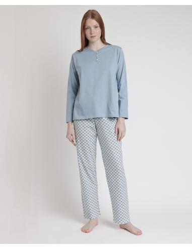 STAY AT HOME Pijama Manga Larga Greek Style para Mujer
