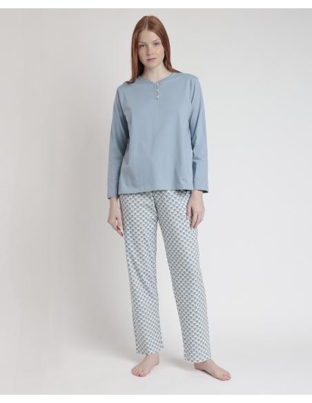 STAY AT HOME Pijama Manga Larga Greek Style para Mujer