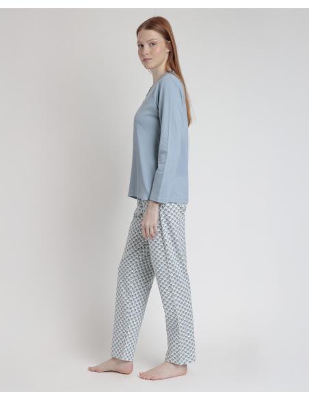 STAY AT HOME Pijama Manga Larga Greek Style para Mujer