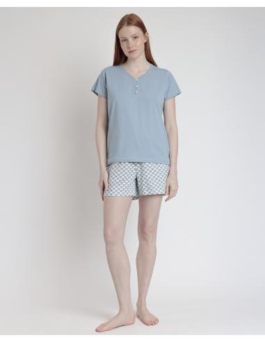 STAY AT HOME Pijama Manga Corta Greek Style para Mujer