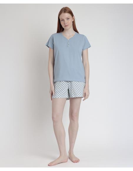 STAY AT HOME Pijama Manga Corta Greek Style para Mujer