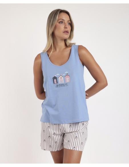 ADMAS Pijama Sin Mangas Beach Life para Mujer
