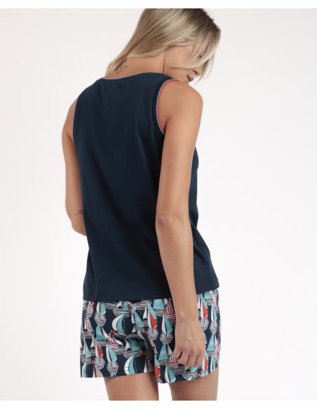ADMAS Pijama Sin Mangas Boat Race para Mujer