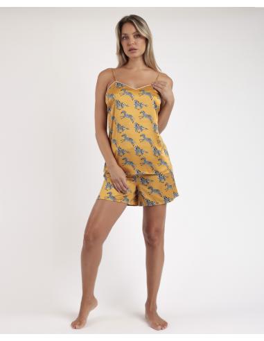ADMAS LUXURY Pijama Tirantes Zebra Gold para Mujer