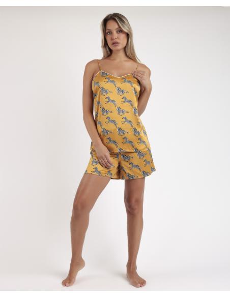 ADMAS LUXURY Pijama Tirantes Zebra Gold para Mujer