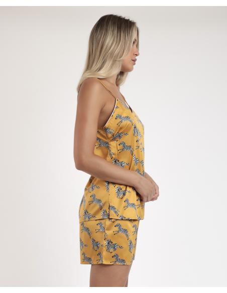 ADMAS LUXURY Pijama Tirantes Zebra Gold para Mujer