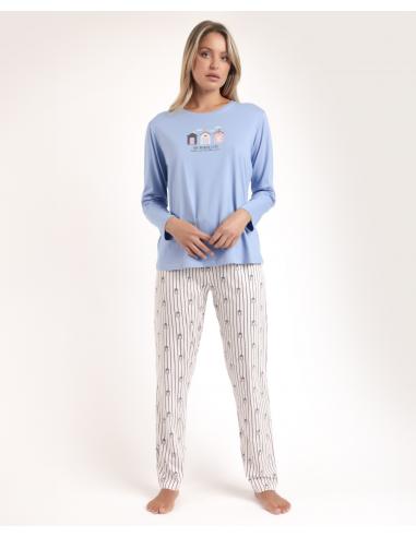ADMAS Pijama Manga Larga Beach Life para Mujer