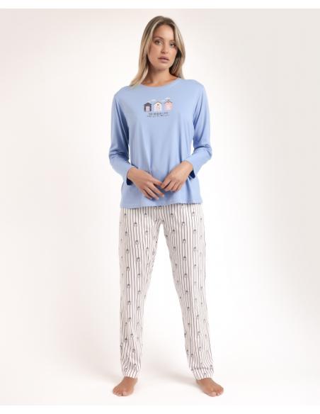 ADMAS Pijama Manga Larga Beach Life para Mujer