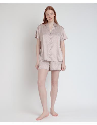 ADMAS CLASSIC Pijama Abierto Manga Corta Dots Lace para Mujer
