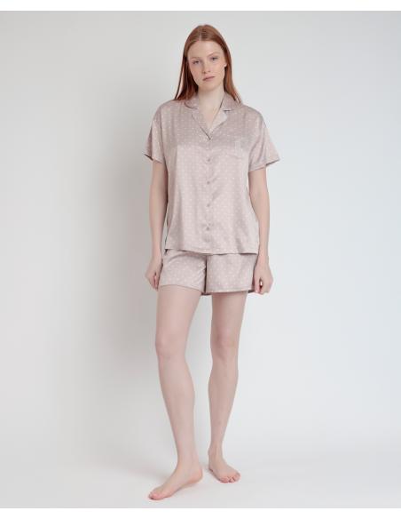 ADMAS CLASSIC Pijama Abierto Manga Corta Dots Lace para Mujer