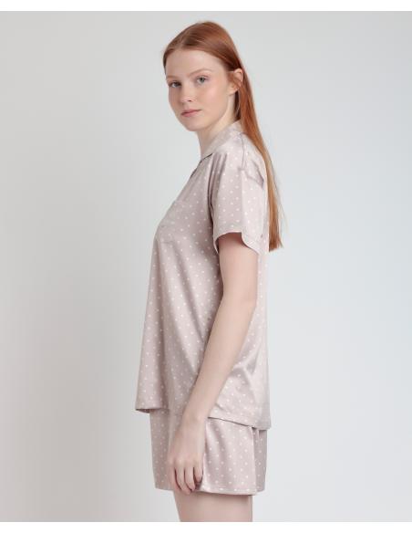 ADMAS CLASSIC Pijama Abierto Manga Corta Dots Lace para Mujer
