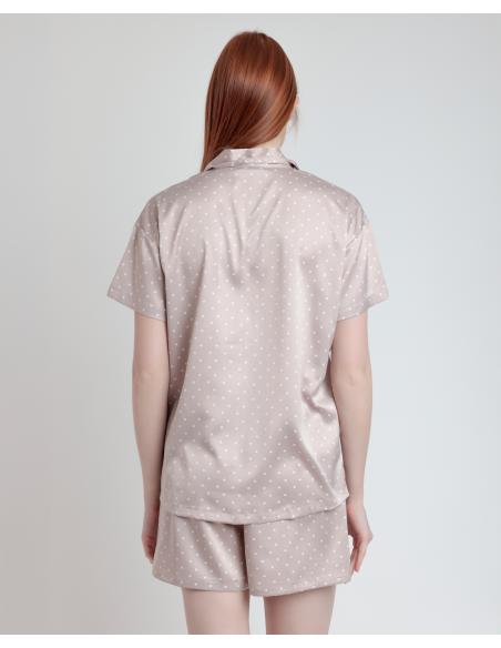 ADMAS CLASSIC Pijama Abierto Manga Corta Dots Lace para Mujer