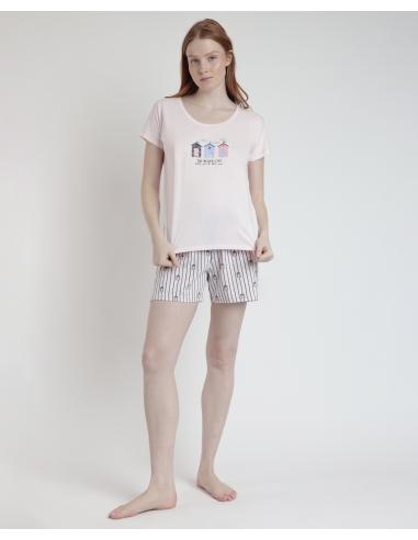 ADMAS Pijama Manga Caída Beach Life para Mujer