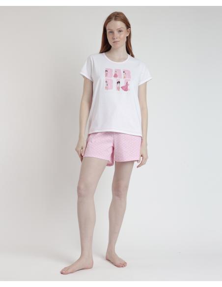 BARBIE Pijama Manga Corta She Just Shines para Mujer