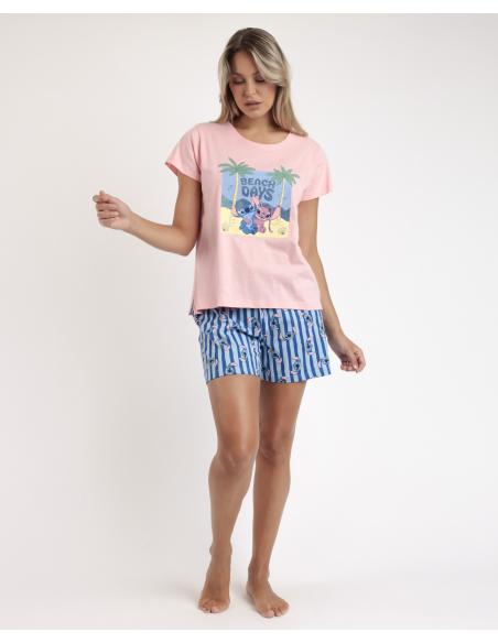 DISNEY Pijama Manga Corta Stitch Waves para Mujer