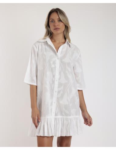 ADMAS Vestido Manga Francesa Texture Flowers para Mujer