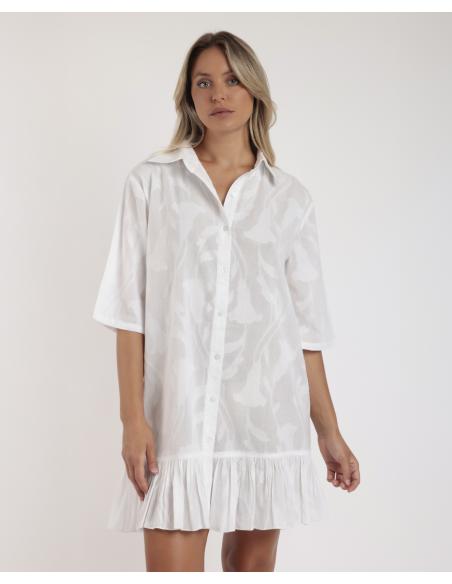 ADMAS Vestido Manga Francesa Texture Flowers para Mujer