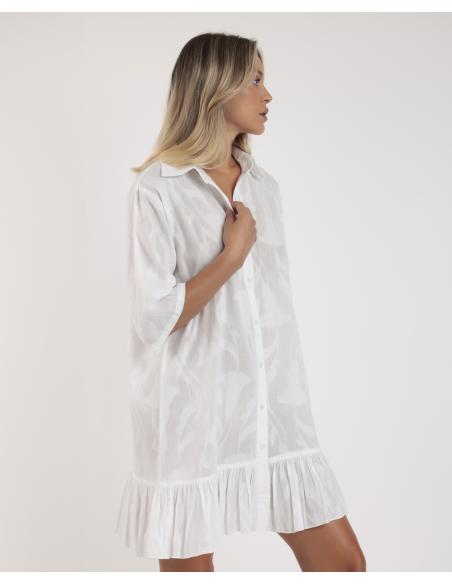 ADMAS Vestido Manga Francesa Texture Flowers para Mujer