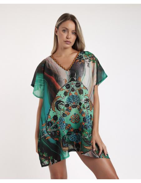 ADMAS Vestido Kaftan Manga Corta Turkish para Mujer