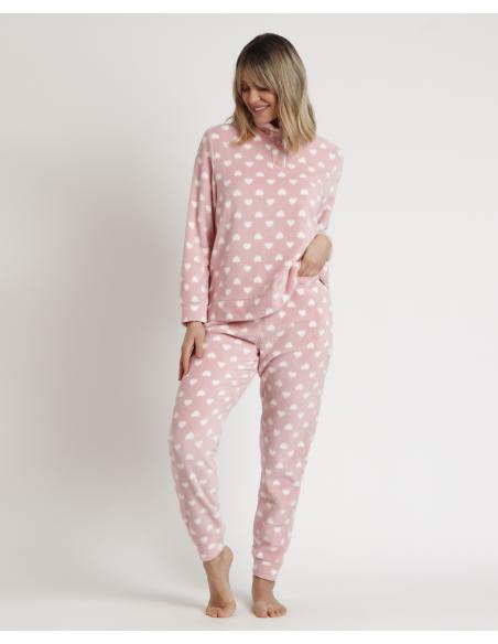 ADMAS Pijama Manga Larga Corel Cuello Alto L´amour para Mujer