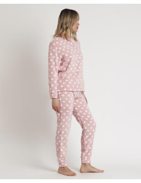 ADMAS Pijama Manga Larga Corel Cuello Alto L´amour para Mujer