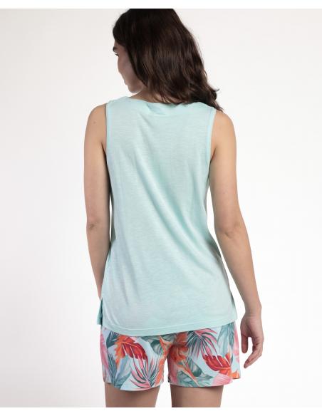 ADMAS GARDEN Pijama Sin Mangas Color Leaves para Mujer