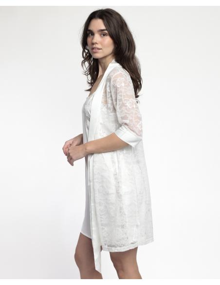 ADMAS CLASSIC Bata Manga Francesa Satin And Guipur para Mujer