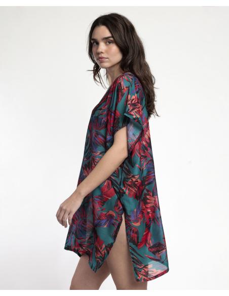 ADMAS Vestido Kaftan Manga Corta Tropical Ocean para Mujer