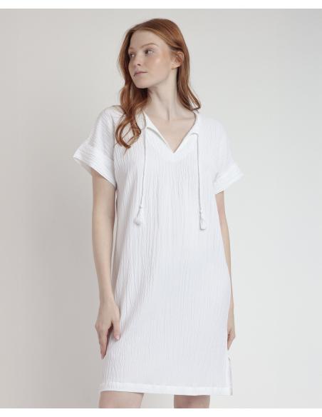 ADMAS Vestido Manga Corta Linen Style para Mujer