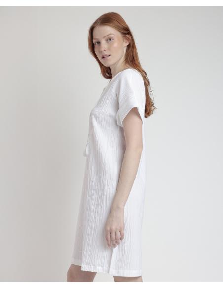 ADMAS Vestido Manga Corta Linen Style para Mujer
