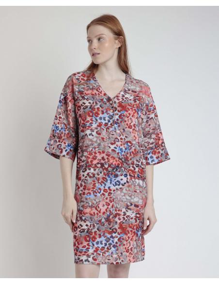 ADMAS Vestido Kimono Manga Francesa Luxury Red para Mujer