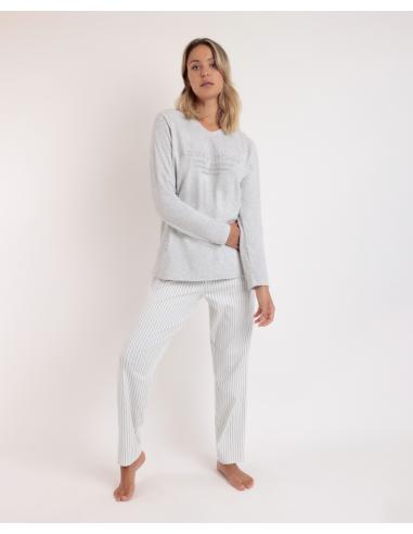 ADMAS Pijama Manga Larga Doble Velvet Soft Pico para Mujer