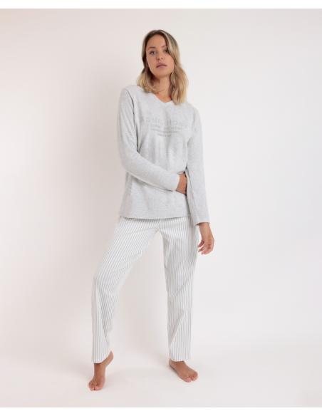 ADMAS Pijama Manga Larga Doble Velvet Soft Pico para Mujer