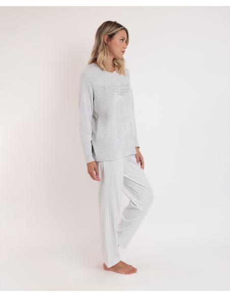 ADMAS Pijama Manga Larga Doble Velvet Soft Pico para Mujer