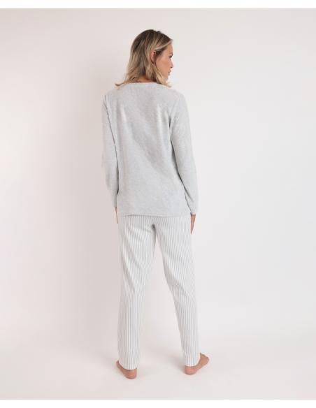 ADMAS Pijama Manga Larga Doble Velvet Soft Pico para Mujer